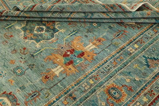 Close-up detail of New Kazak rug from Pakistan showing Wool weave