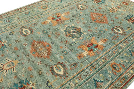 Close-up detail of New Kazak rug from Pakistan showing Wool weave