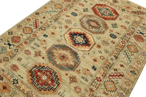 Central medallion detail of New Kazak rug from Pakistan