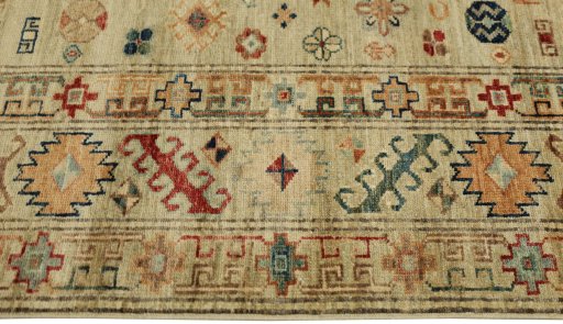 Close-up detail of New Kazak rug from Pakistan showing Wool weave