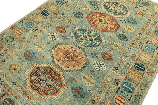 Central medallion detail of New Kazak rug from Pakistan