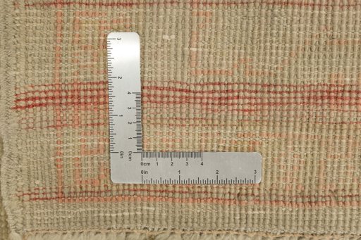 Close-up detail of 1900s Oushak rug from Turkey showing Wool weave