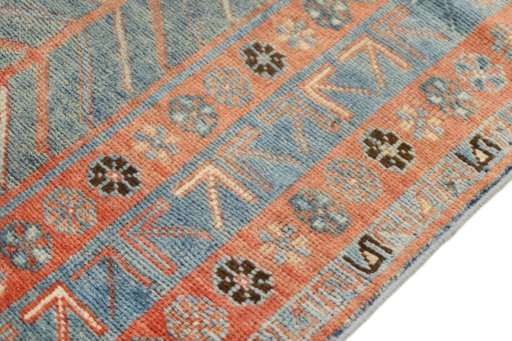 Close-up detail of 1920s Oushak rug from Turkey showing Wool weave