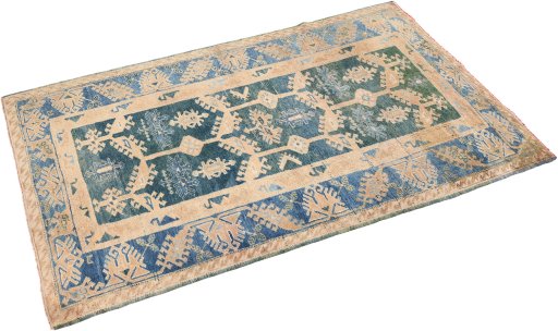 Corner detail of 1920s Oushak rug showing border pattern and Wool pile