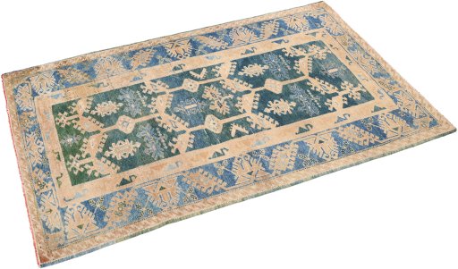 Close-up detail of 1920s Oushak rug from Turkey showing Wool weave