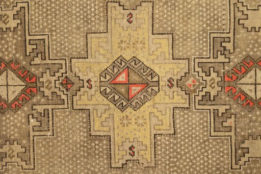 Close-up detail of 1920s Shirvan rug from Iran / Persia showing Wool weave
