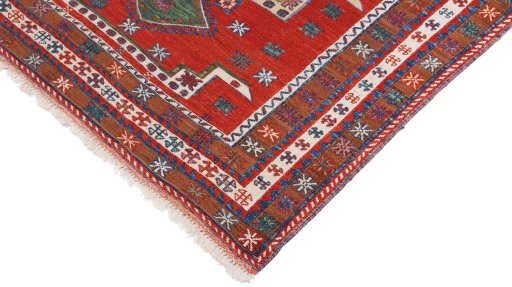 Backside of handmade New Sumakh rug showing knot structure and weave density