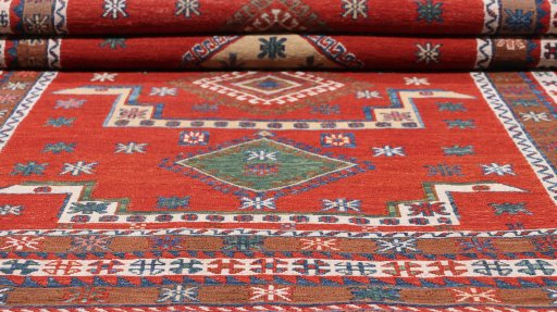 Full view of New Sumakh rug from Iran / Persia, 170 × 122 cm in Red tones