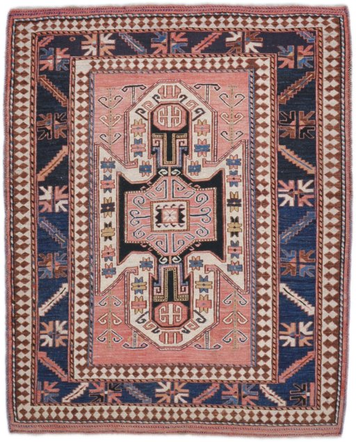 Full view of New Sumakh rug from Iran / Persia, 165 × 132 cm in Terracotta tones