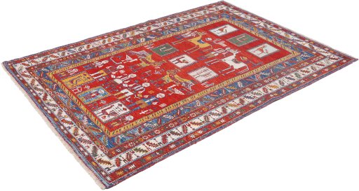 Close-up detail of New Sumakh rug from Iran / Persia showing Wool weave