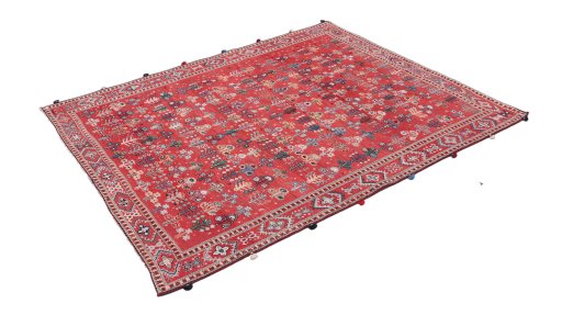 Close-up detail of New Sumakh rug from Iran / Persia showing Wool weave
