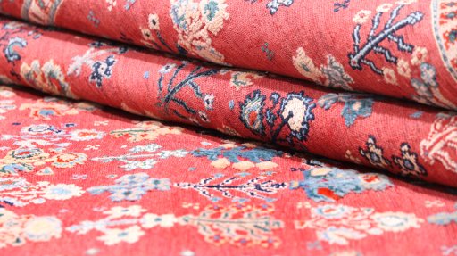 Close-up detail of New Sumakh rug from Iran / Persia showing Wool weave