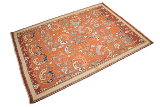 Corner detail of 1980s Sumakh rug showing border pattern and Wool pile