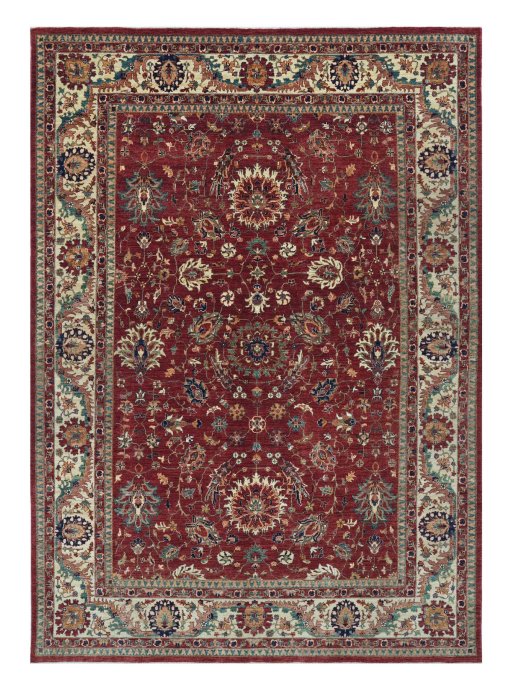 Full view of New Farahan rug from Pakistan, 344 × 241 cm in Red tones