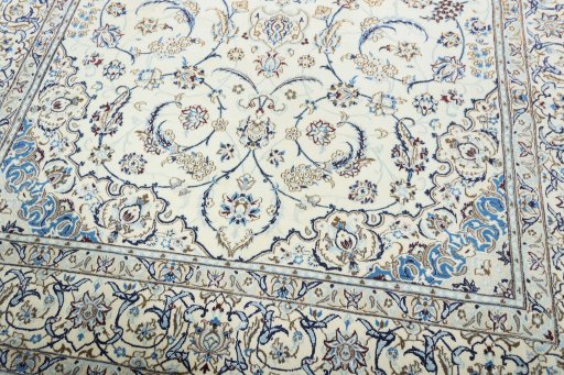 Close-up detail of New Nain rug from Iran / Persia showing Wool weave