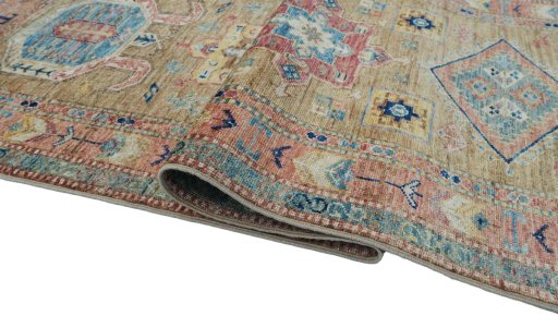 Close-up detail of New Kazak rug from Pakistan showing Wool weave