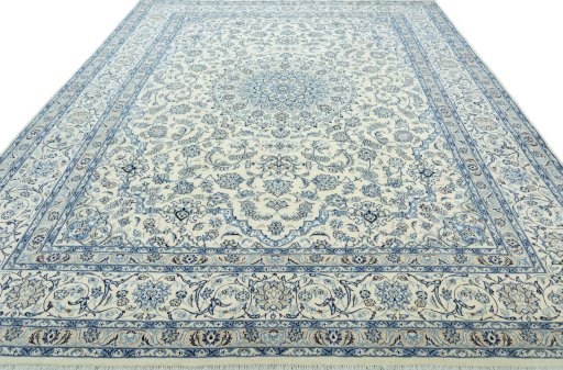Surface texture of New Nain rug with natural Wool and intricate pattern
