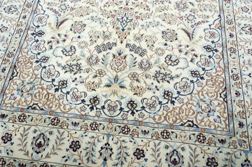 Close-up detail of 2000s Nain rug from Iran / Persia showing Wool weave
