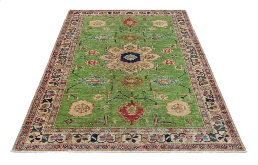 Surface texture of New Kazak rug with natural Wool and intricate pattern