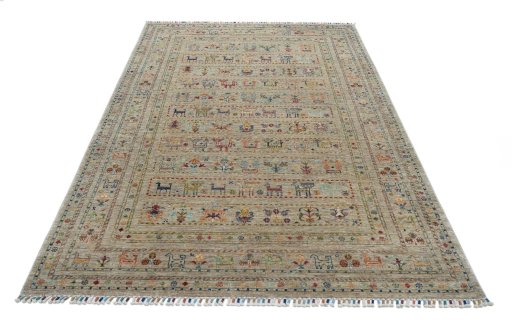Surface texture of New Samarkand rug with natural Wool and intricate pattern