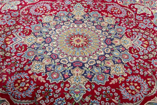 Central medallion detail of 1970s Kerman rug from Iran / Persia