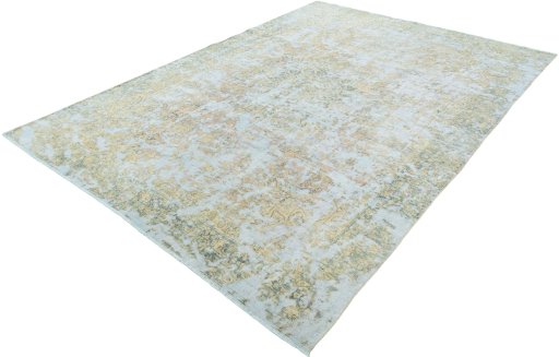Corner detail of 1950s Vintage rug showing border pattern and Wool pile