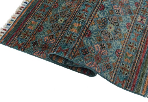 Close-up detail of New Samarkand rug from Pakistan showing Wool weave