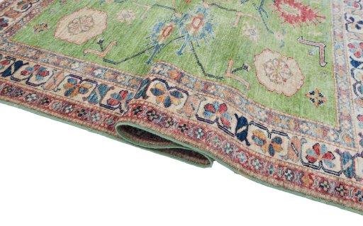 Close-up detail of New Kazak rug from Pakistan showing Wool weave