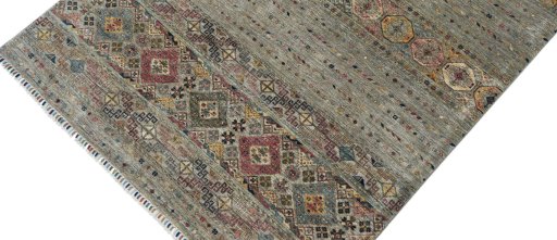 Backside of handmade New Samarkand rug showing knot structure and weave density