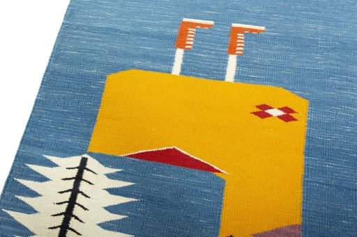 Surface texture of New Kilim Dastan rug with natural Wool and intricate pattern