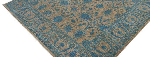 Backside of handmade New Farahan rug showing knot structure and weave density