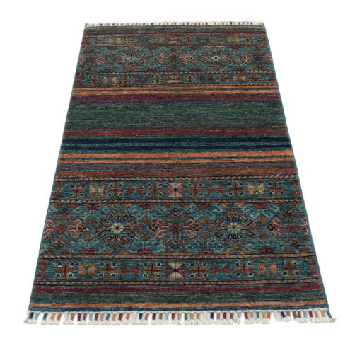 Surface texture of New Samarkand rug with natural Wool and intricate pattern