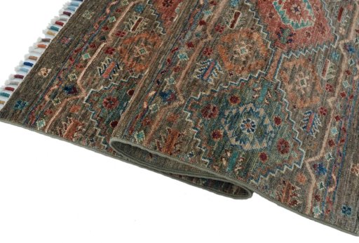 Close-up detail of New Samarkand rug from Pakistan showing Wool weave