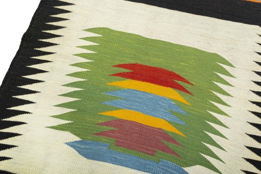 Surface texture of New Kilim Sofre rug with natural Wool and intricate pattern