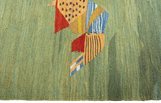 Close-up detail of New Kilim Dastan rug from Turkey showing Wool weave