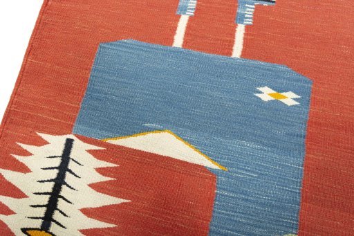 Surface texture of New Kilim Dastan rug with natural Wool and intricate pattern