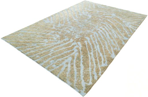 Corner detail of 1950s Vintage rug showing border pattern and Wool pile