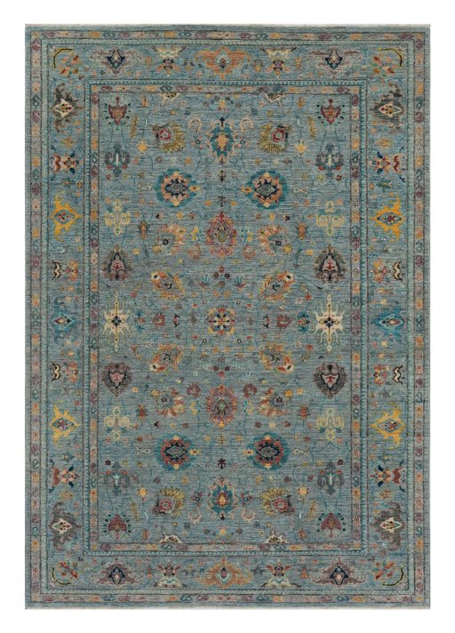 Full view of New Farahan rug from Pakistan, 245 × 171 cm in Blue tones