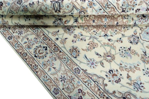 Close-up detail of New Nain rug from Iran / Persia showing Wool weave