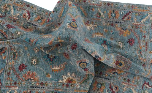 Full view of New Farahan rug from Pakistan, 200 × 143 cm in Blue tones