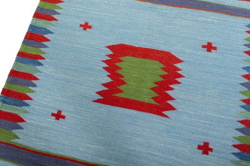 Surface texture of New Kilim Sofre rug with natural Wool and intricate pattern