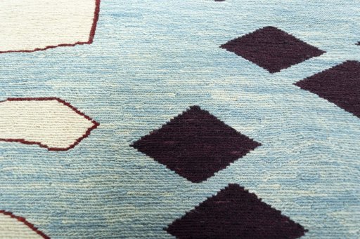 Backside of handmade New Kilim Dastan rug showing knot structure and weave density
