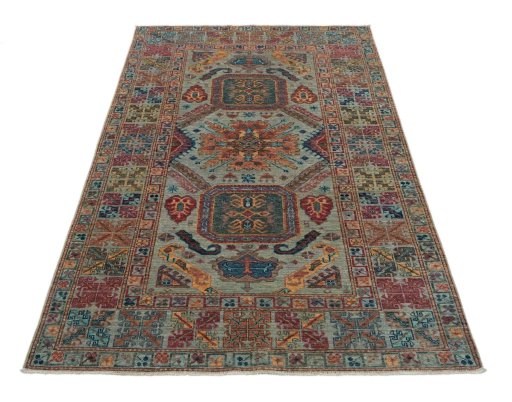 Surface texture of New Kazak rug with natural Wool and intricate pattern