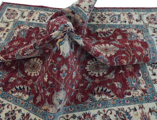 Full view of New Farahan rug from Pakistan, 191 × 153 cm in Red tones