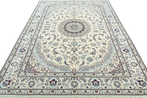 Surface texture of New Nain rug with natural Wool and intricate pattern