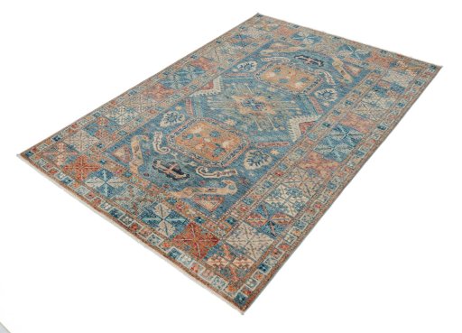 Close-up detail of New Kazak rug from Pakistan showing Wool weave