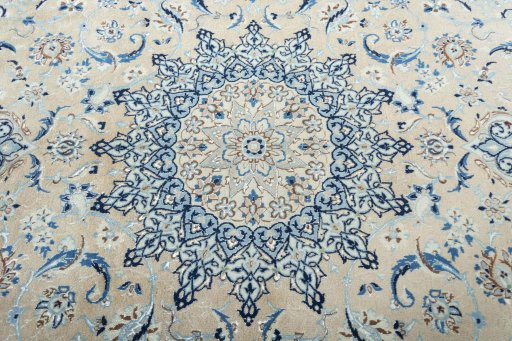 Central medallion detail of 2000s Nain rug from Iran / Persia
