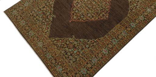 Backside of handmade New Farahan rug showing knot structure and weave density