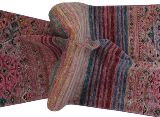 Full view of New Samarkand rug from Pakistan, 206 × 77 cm in Red tones
