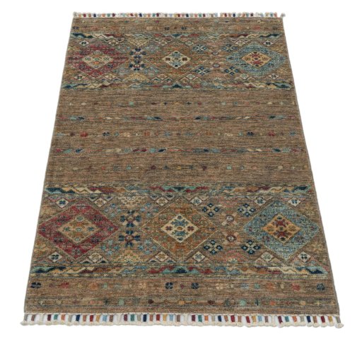 Surface texture of New Samarkand rug with natural Wool and intricate pattern